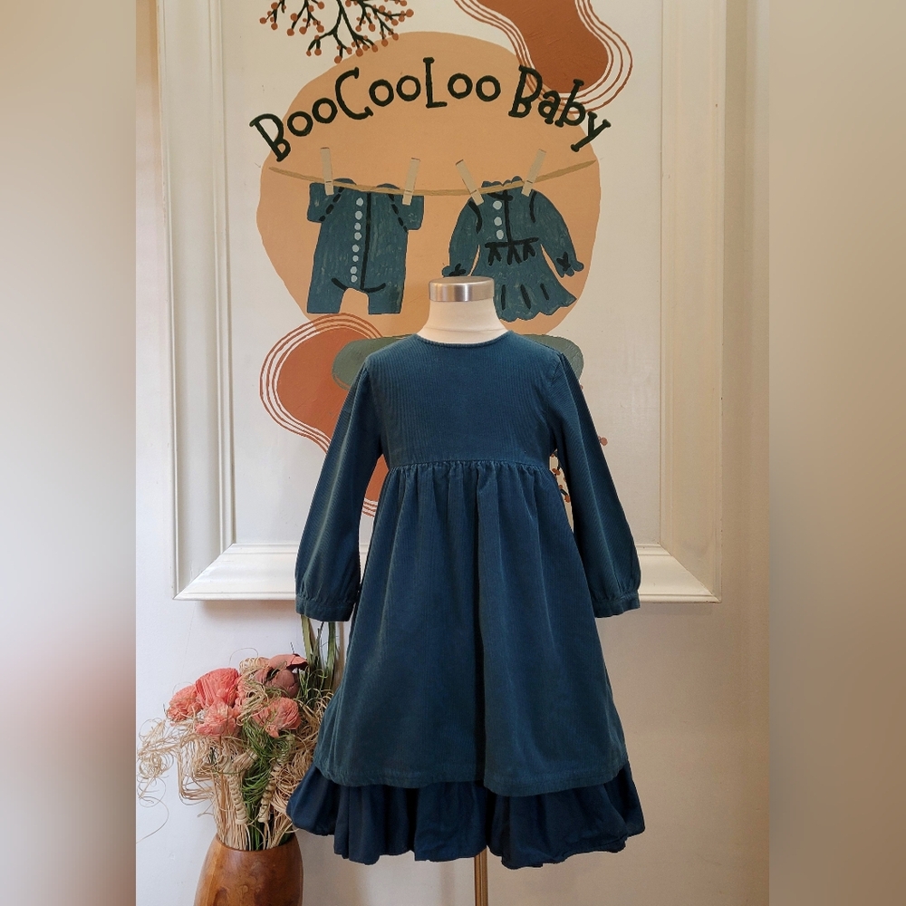United Colors Of Benetton Teal Corduroy Long-Sleeve Dress
